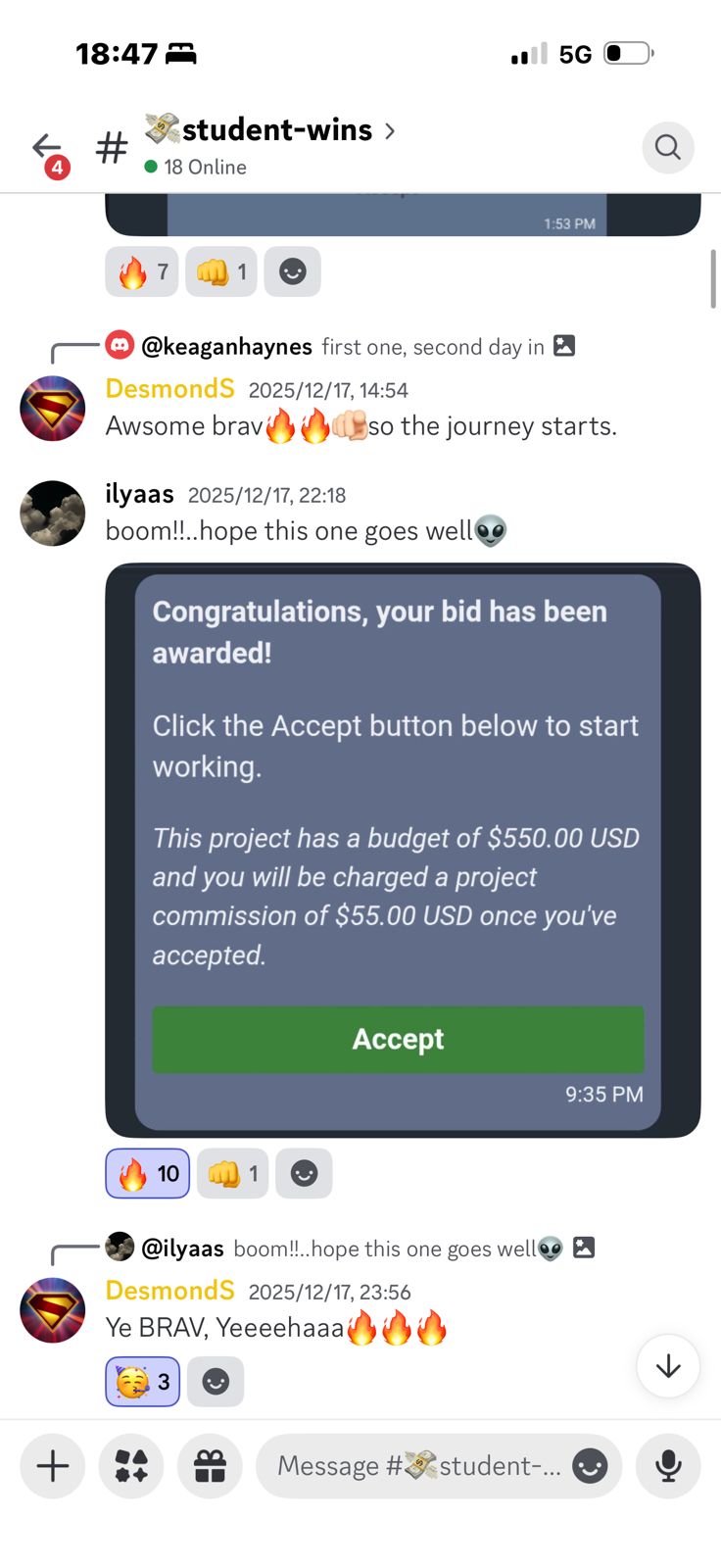ilyaas landed a $550 project 🔥