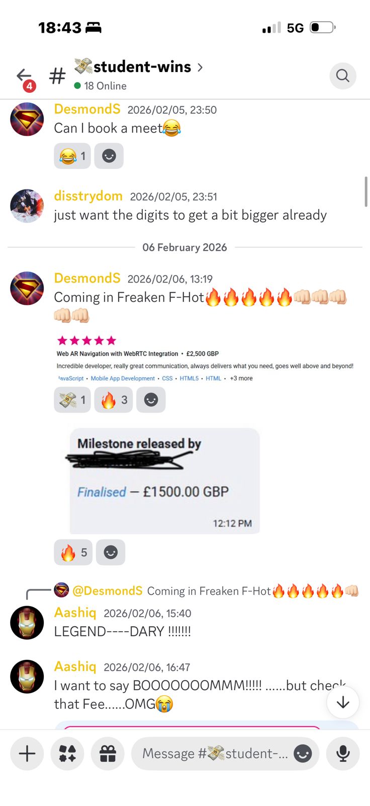 DesmondS — £1,500 milestone + 5-star review ⭐